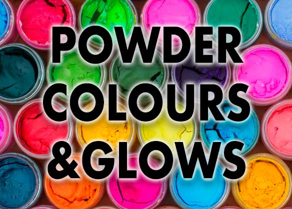 powder colours and glow powders for adding to Plastisol for soft plastic bait making