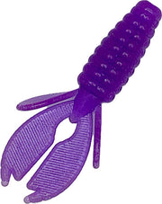 Nova reign colour purple plastic crawfish lure on a white background