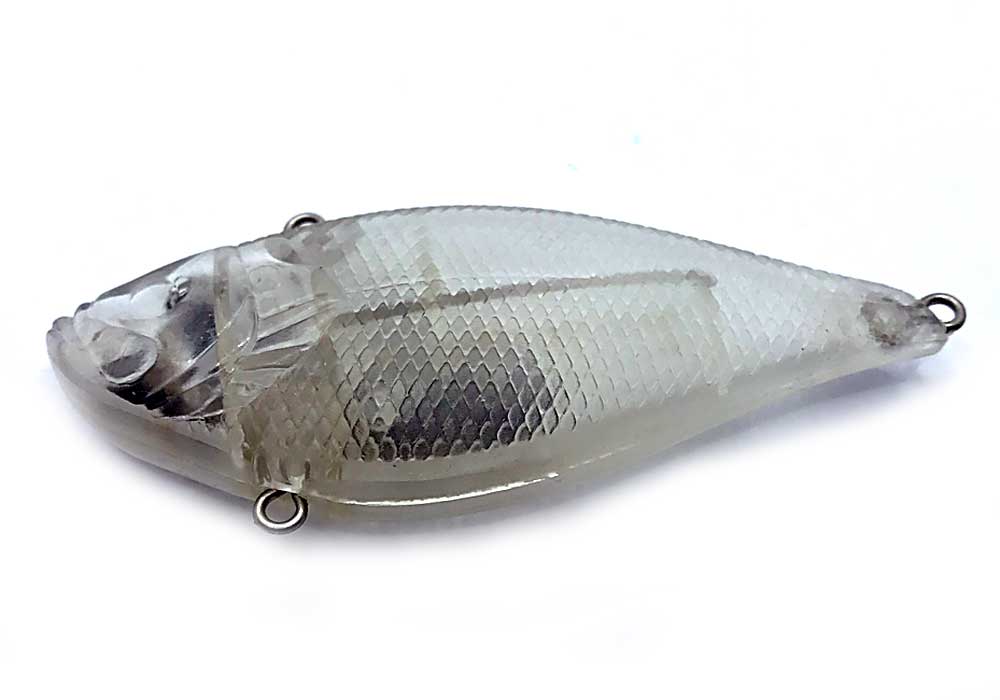 Lipless shad blank - unpainted lure body side view